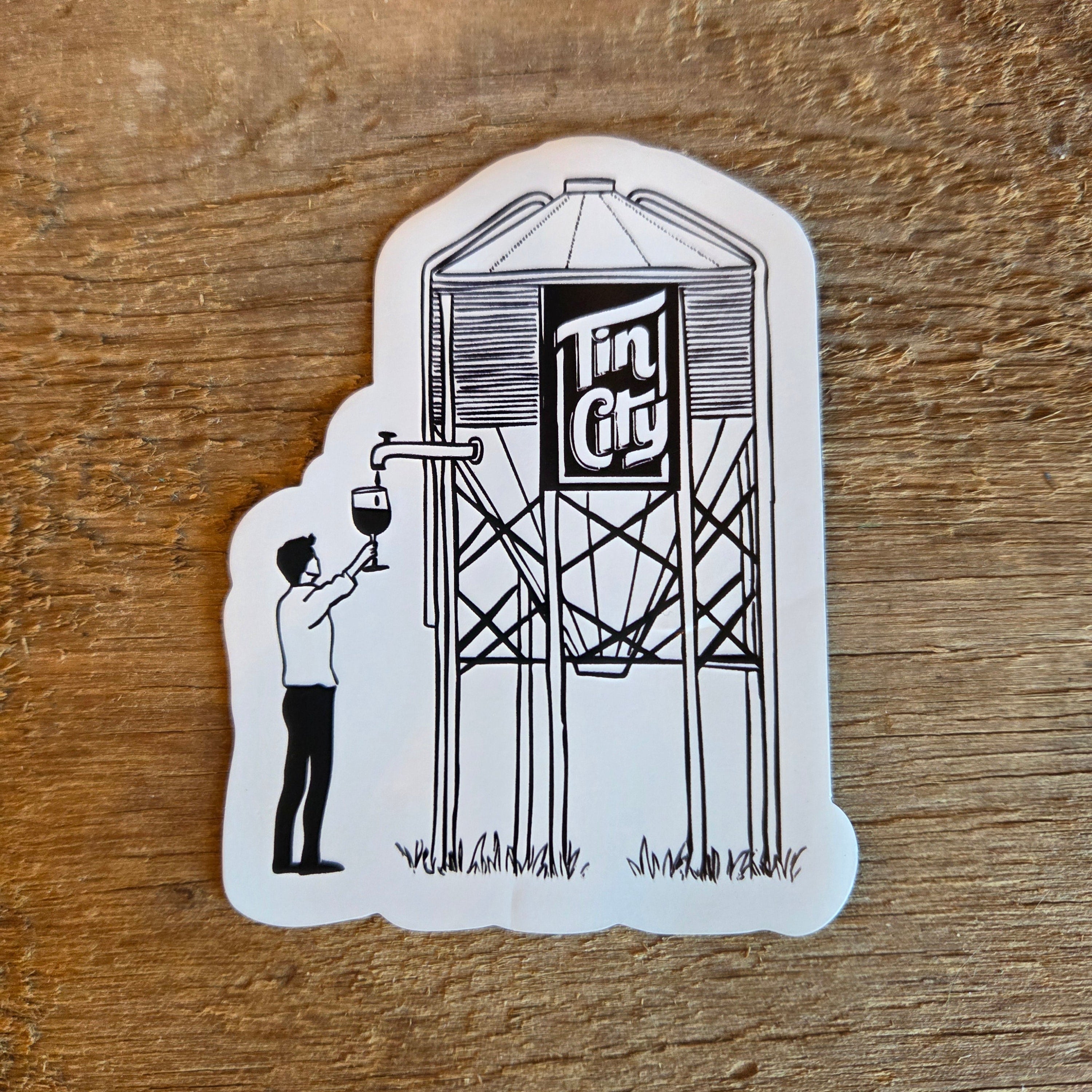 Magnet of Black and white illustration on a wooden surface