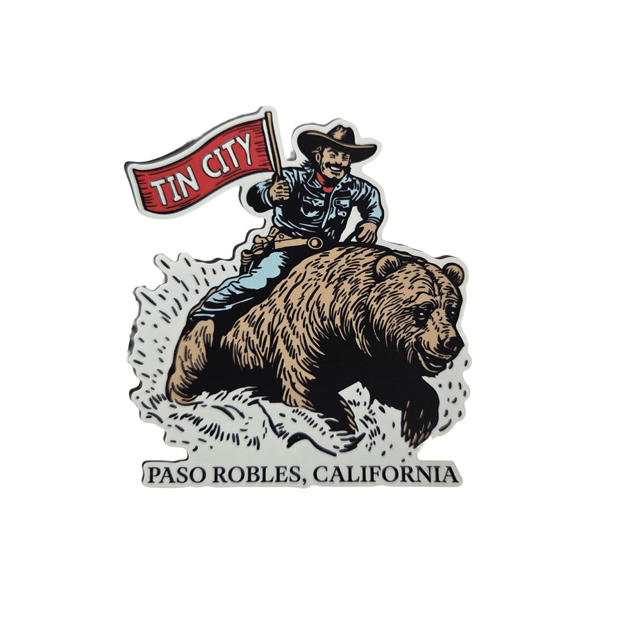 Tin City Sticker | Cowboy Bear